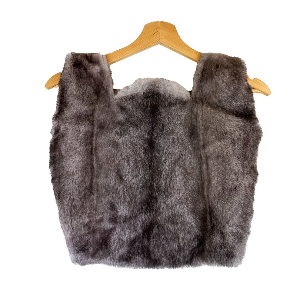 Real Fur Shoulder Bag Handbag Purse Brown Grey Soft